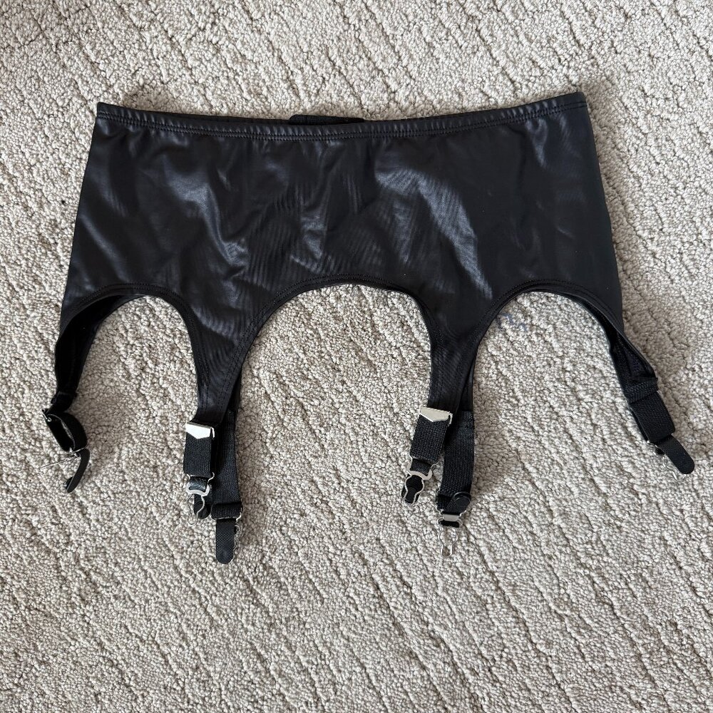 Leg Avenue Faux Leather Harness Garter Belt | Adjustable Straps | One Size